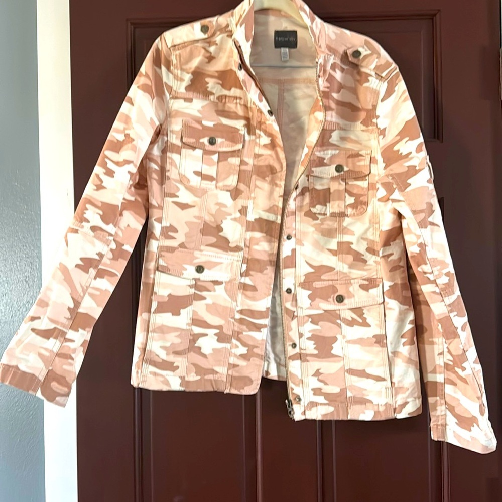 NWOT! Harper & Liv Pink Camo Jean 
Jacket. 
Size Large 
21 PTP
25” in length